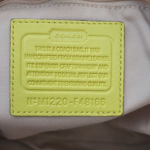 Coach Yellow Patent Leather Mini Tote Bag Embossed Signature Style No. M1220-F4 - Picture 6 of 14